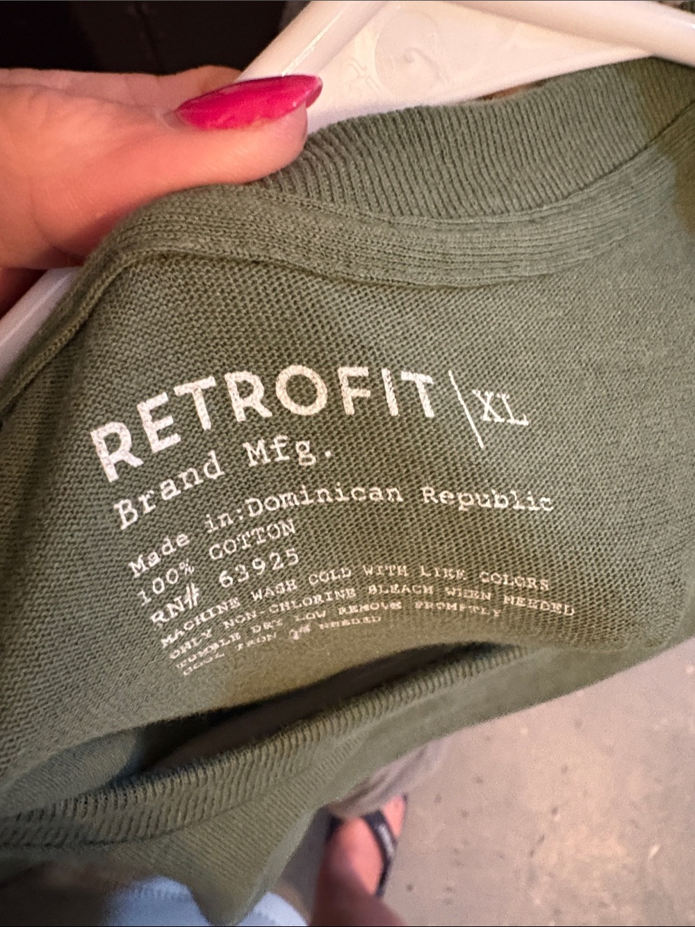 Retrofit Olive Green Short Sleeve Tee with White Chest Print - Picture 5 of 5